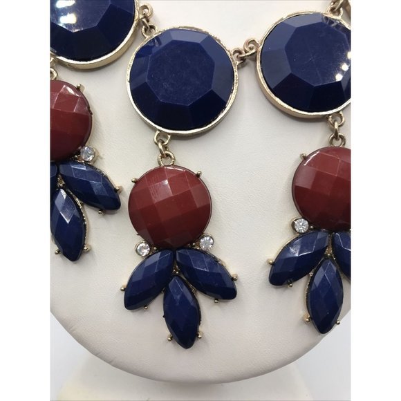 Simple Addiction‎ Necklace, Blue  RED Acrylic Faux Stones, Rhinestones cluster - Picture 3 of 7